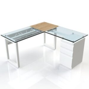 Escritorio en L esquinero en madera vidrio Quattro