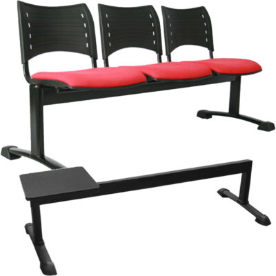 Silla de espera Tándem Smart asiento tapizado 3 puestos mesa