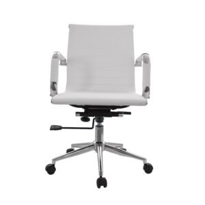 Silla Bruselas cuerina gerente blanca