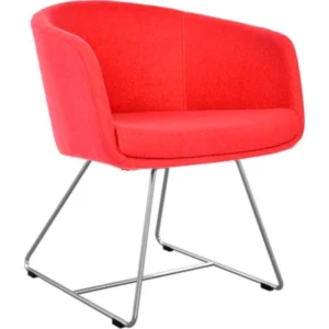 Poltrona Boom roja base Trineo cromo